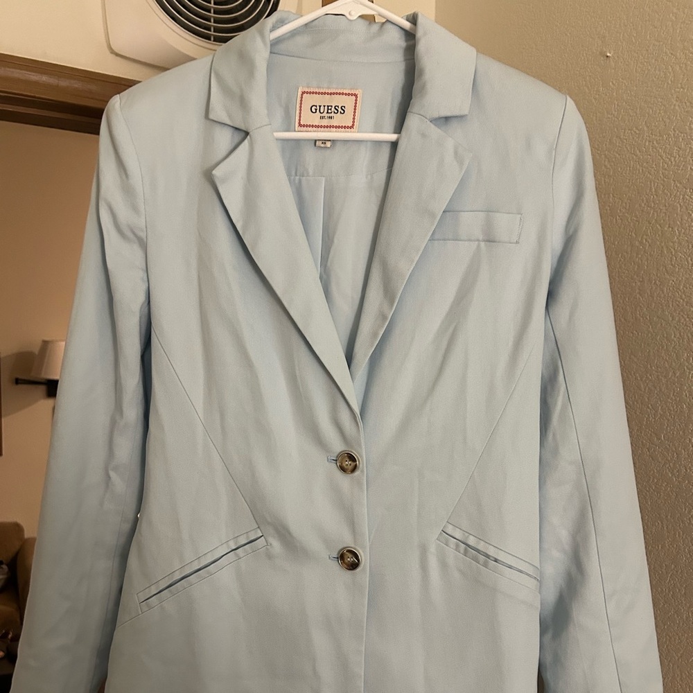 Guess baby blue blazer size XS